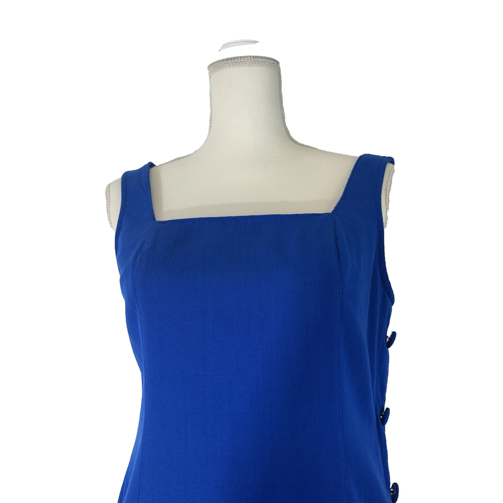 Vintage Y2K Resort wear Sun dress Midi Blue Sz 8 Coastal Core Beach dress - Picture 2 of 11